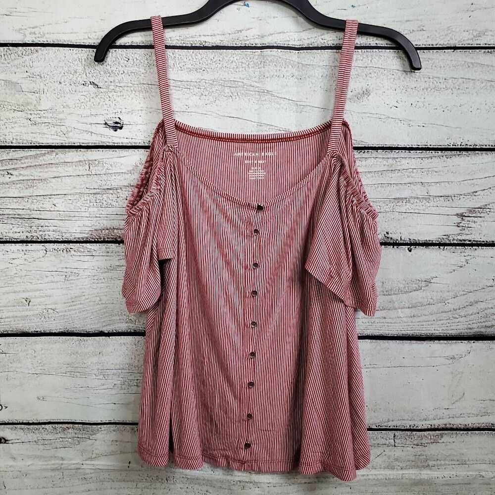 American Eagle Outfitters Red Striped Tunic Top